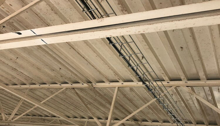 food and beverage facility ceiling before painting